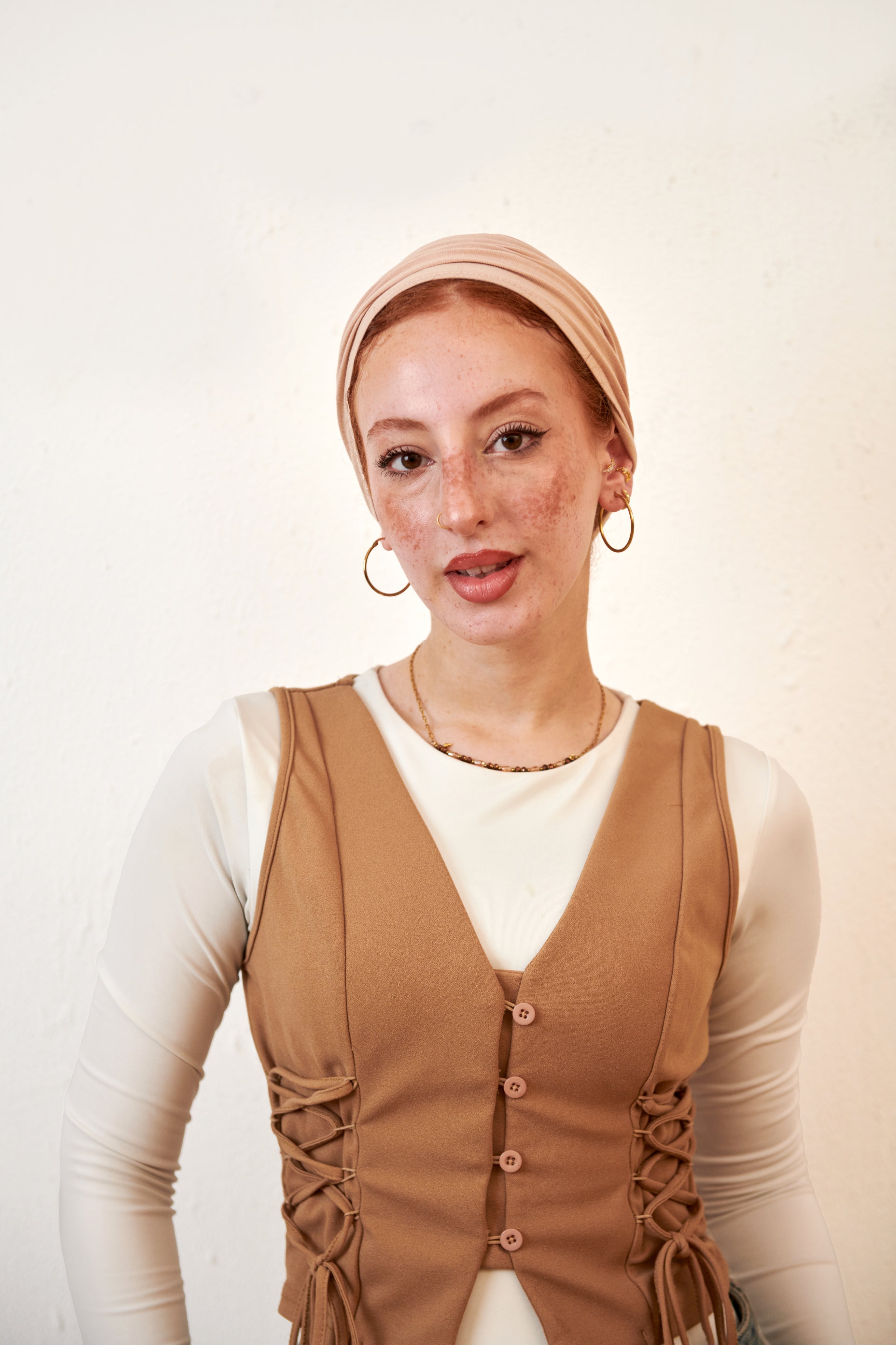 Beige Lyocell Turban