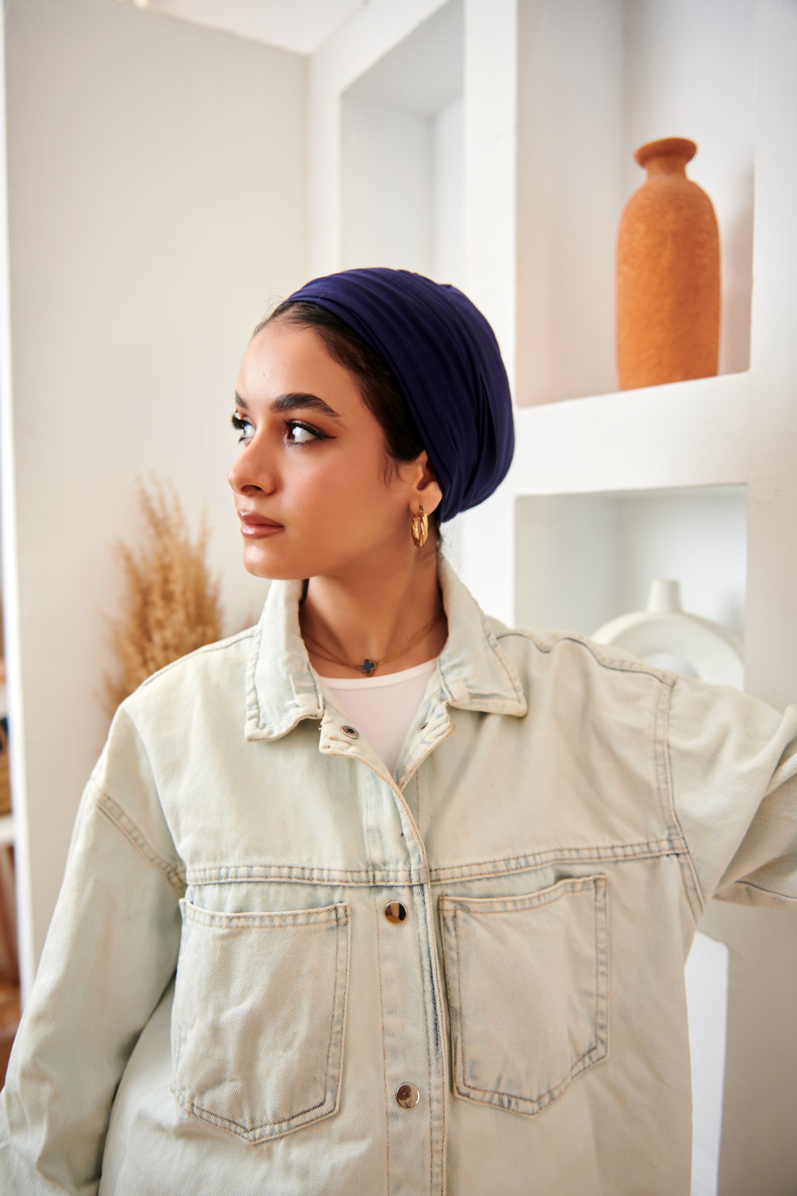 Navy Lyocell Turban