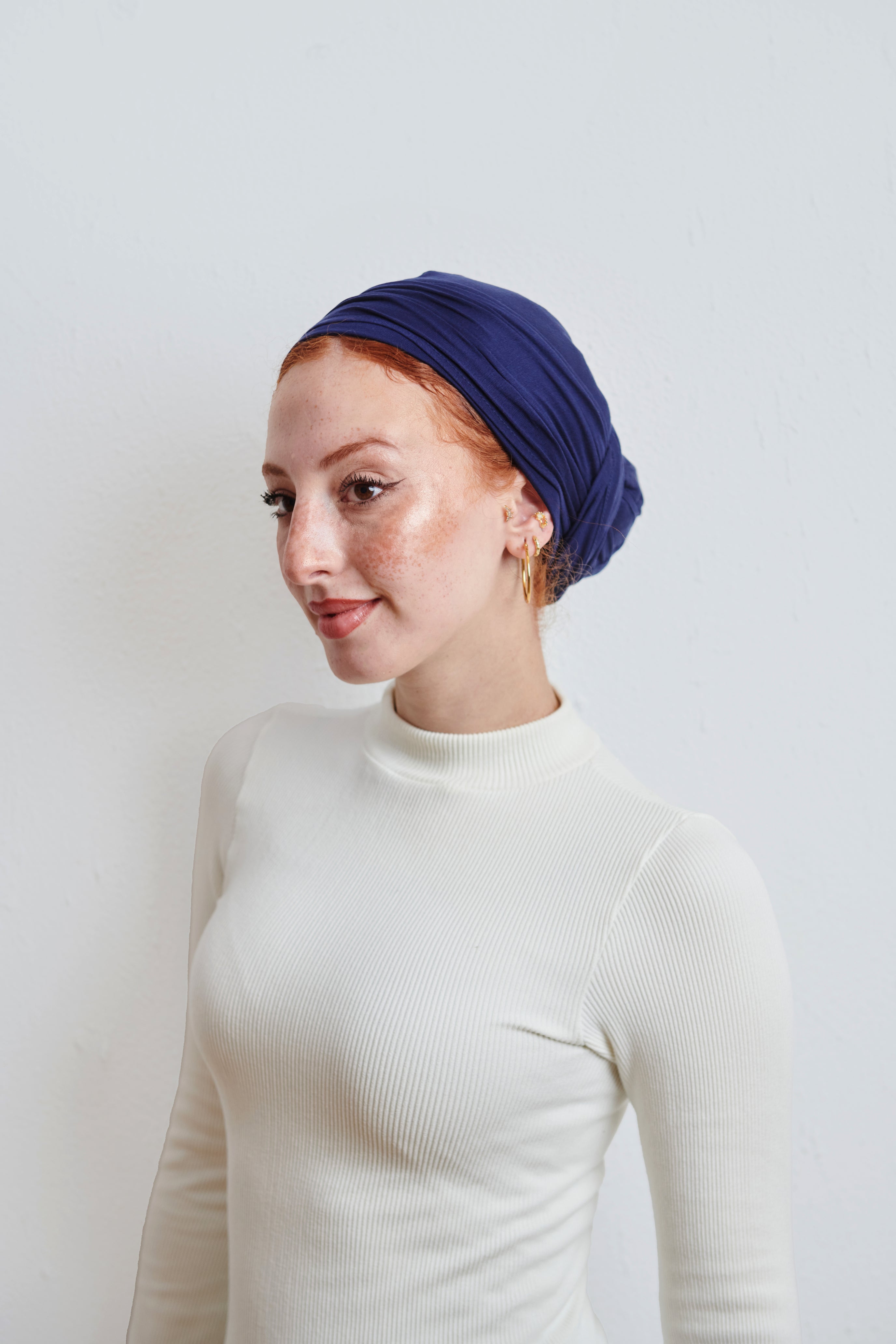 Navy Lyocell Turban