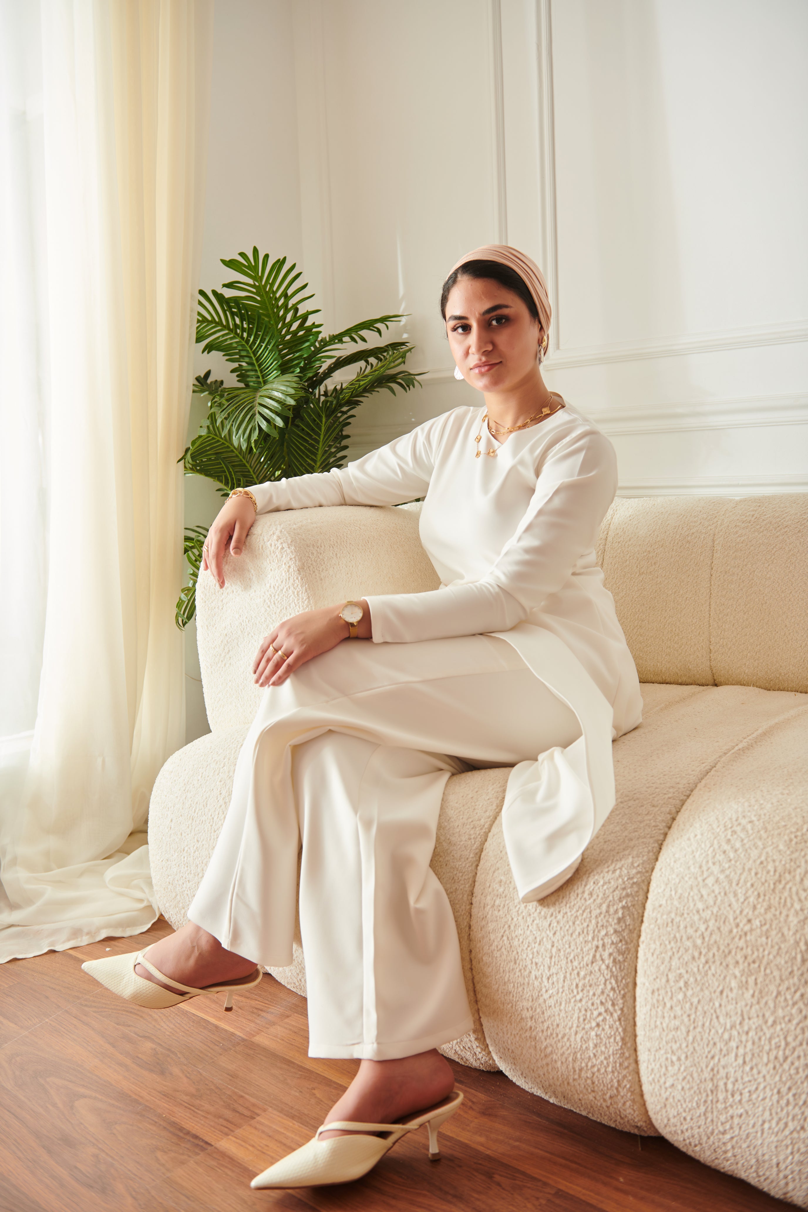 Beige Lyocell Turban